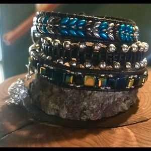 3 wrap Boho leather Bracelet